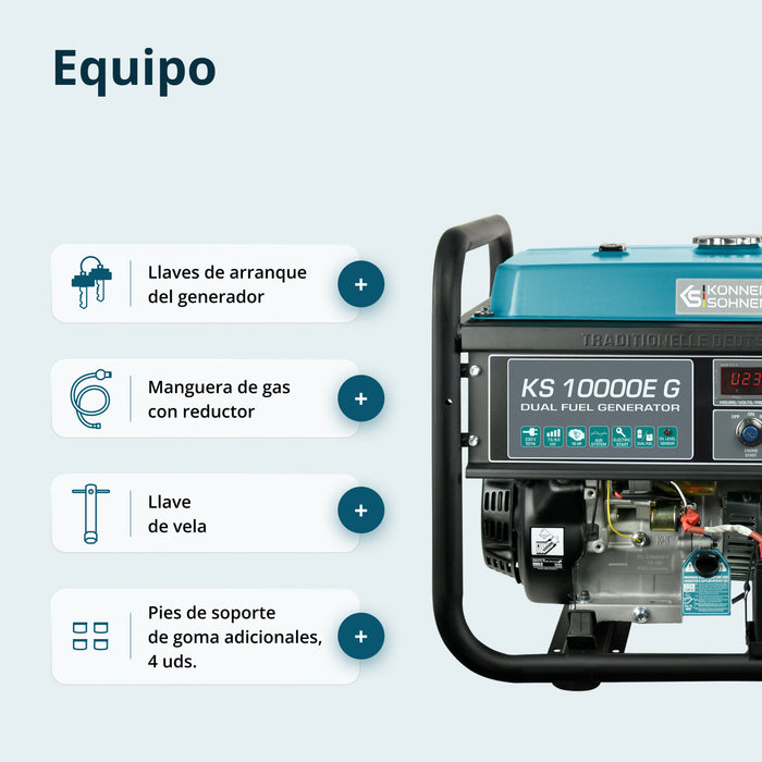 Generador híbrido de gasolina y gas "Könner & Söhnen" KS 10000E G