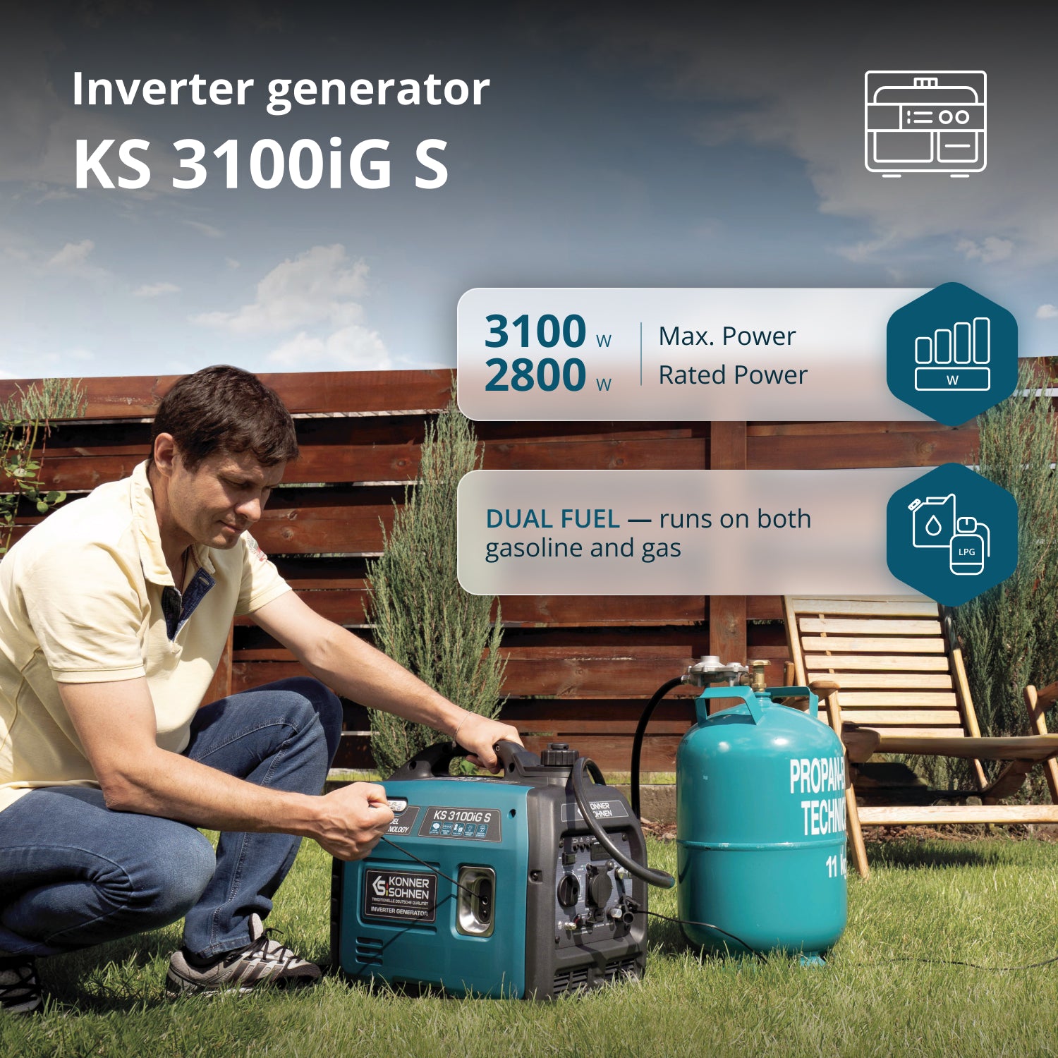 LPG/benzin inverteres generátor KS 3100iG S