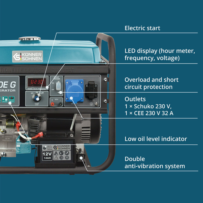 LPG/Benzine Generator "Könner & Söhnen" KS 7000E G
