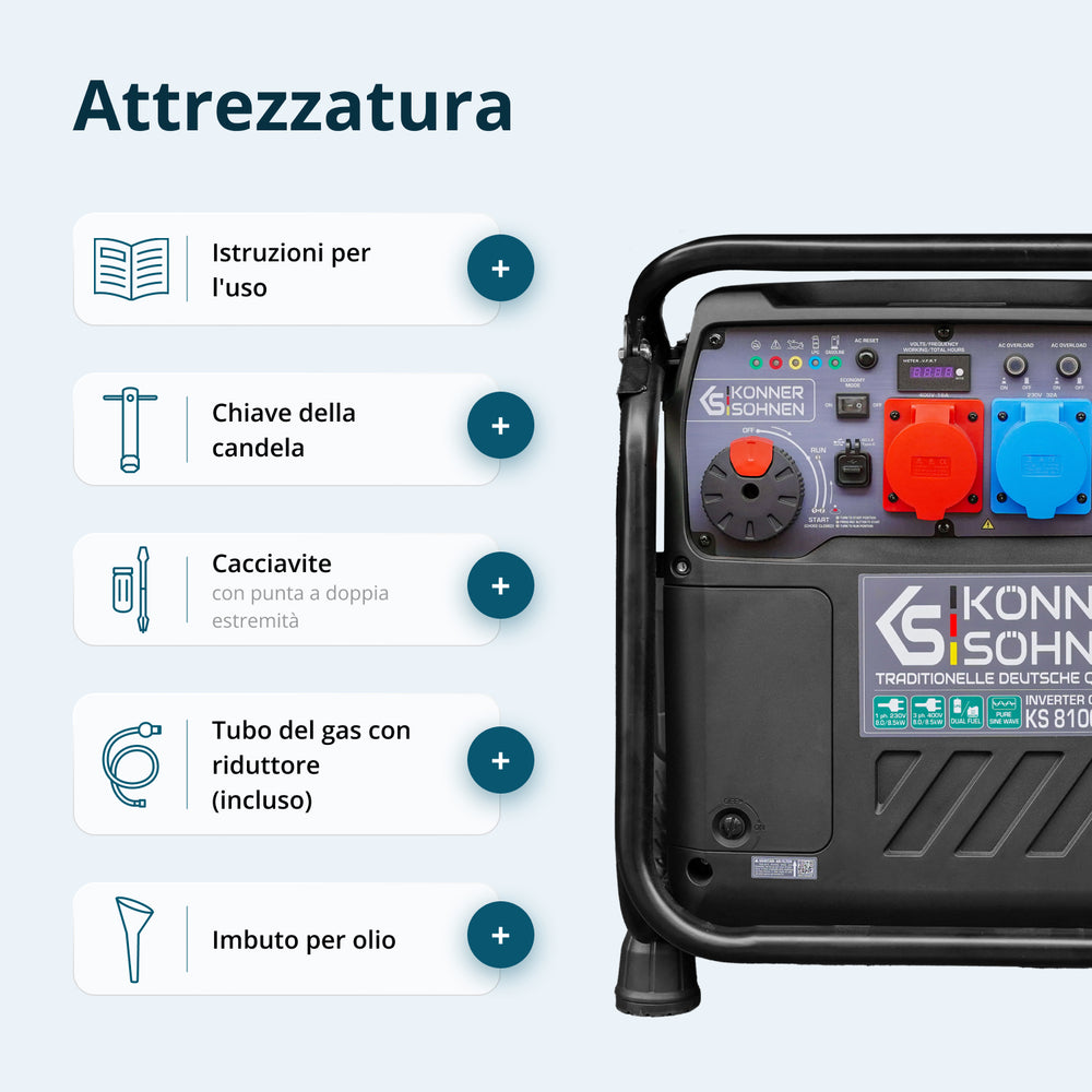 Generatore inverter a GPL/benzina KS 8100iEG 1/3