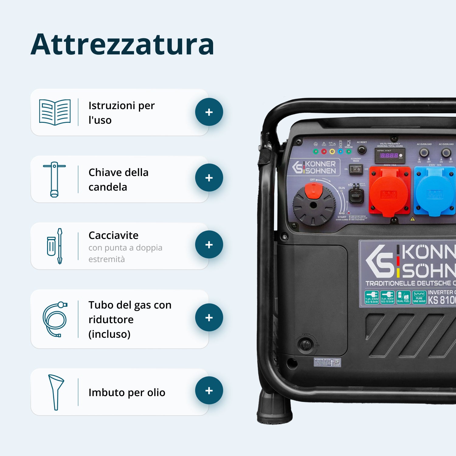 Generatore inverter a GPL/benzina KS 8100iEG 1/3