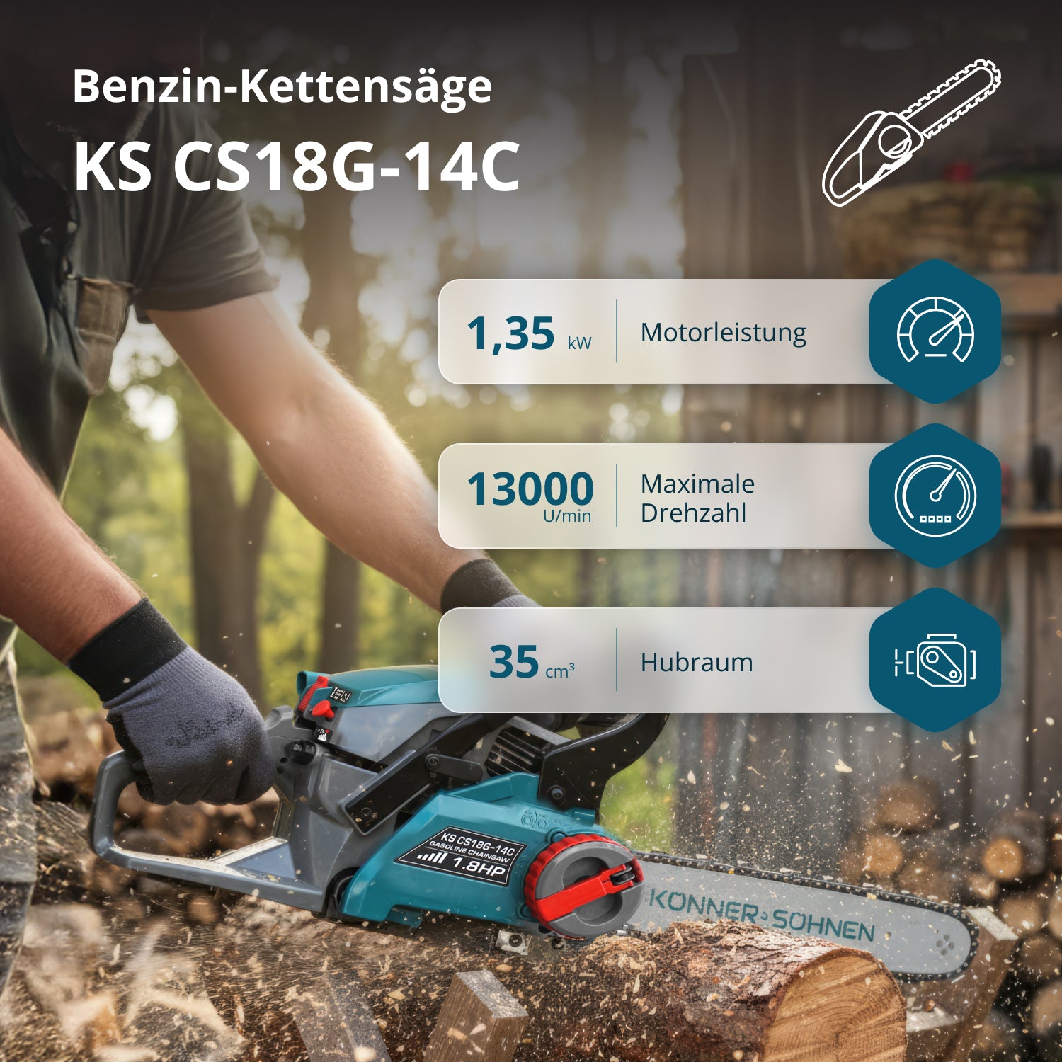 Benzin-Kettensäge KS CS18G-14C