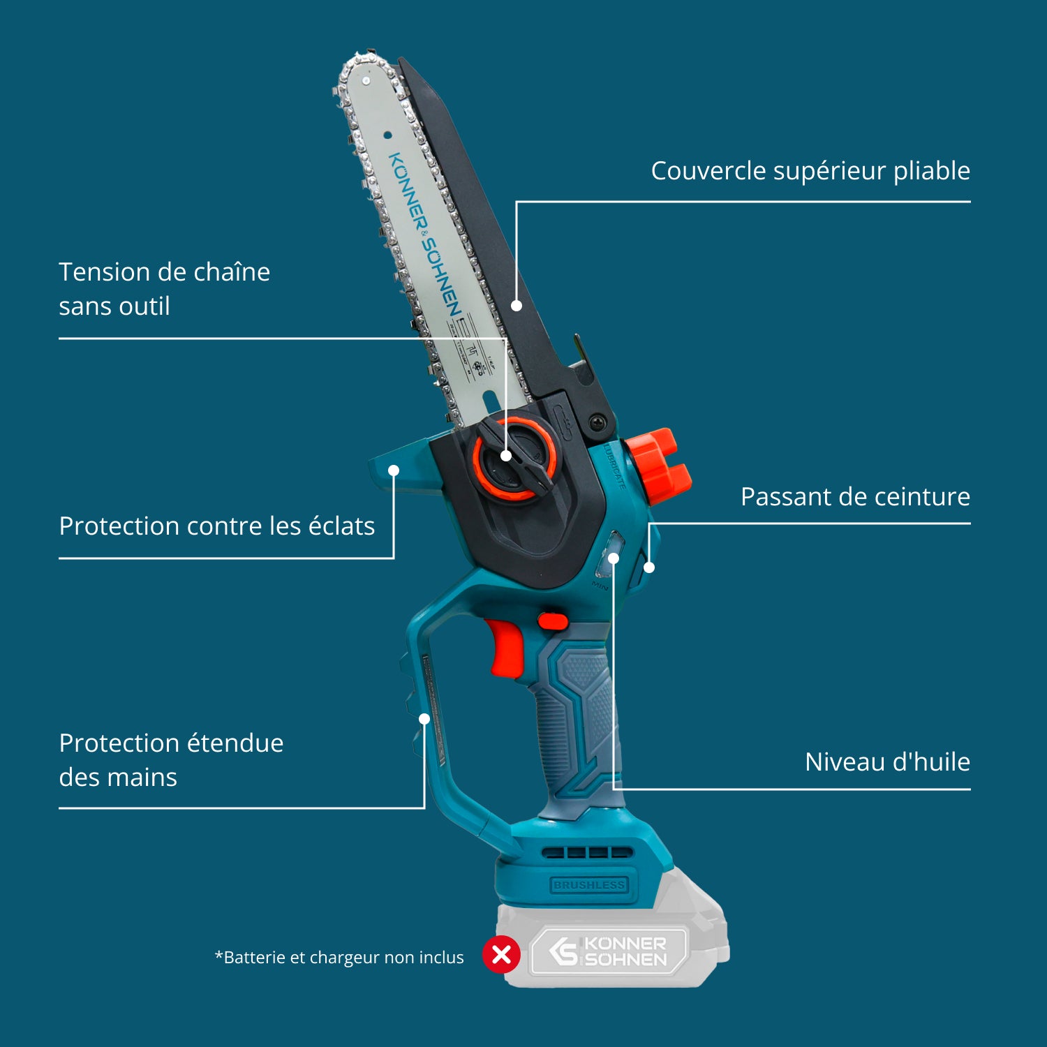 Sladdlös Mini Motorsåg KS MCS20V-8