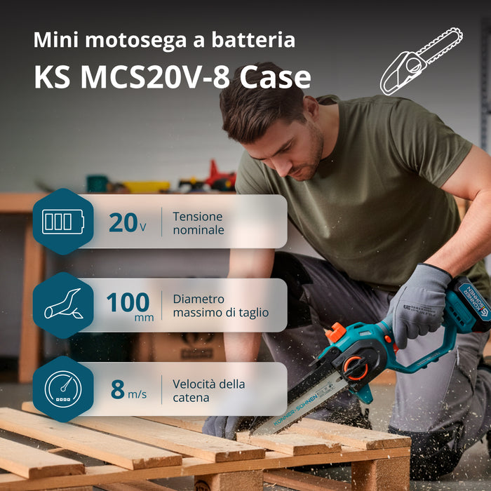 Motosega Mini Senza Fili KS MCS20V-8 Custodia