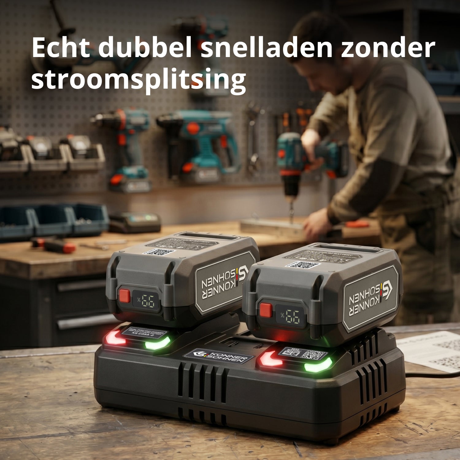 Dubbele oplader voor 20V oplaadbare batterijen KS C35A-2