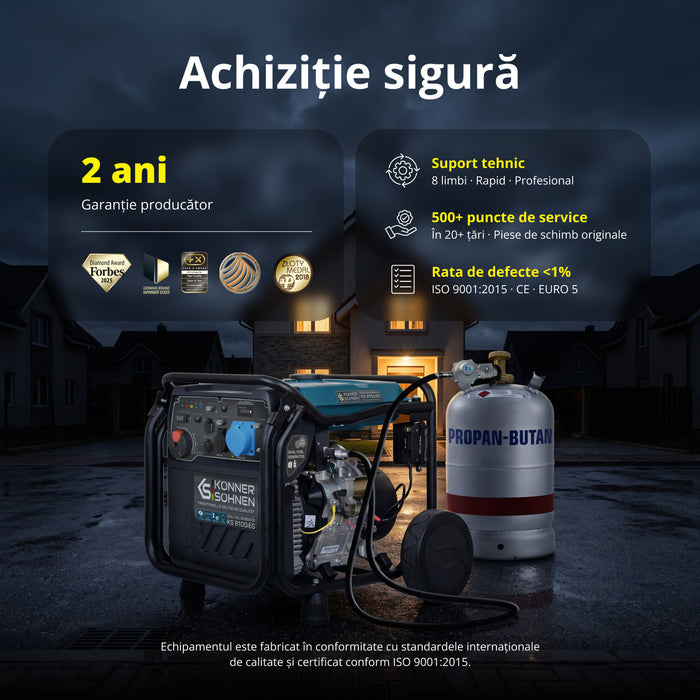 Generator cu inverter pe GPL/benzină KS 8100iEG (Recondiționat – Stare Bună)